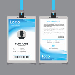Abstract Soft Blue White Wave Id Card Design, Professional Identity Card Template Vector for Employee and Others