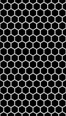 White honeycomb on a black background. Seamless texture. Isometric geometry. 3D illustration