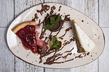 Three cakes ona plate