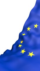 Slightly waving flag of the European Union isolated on white background, 3D rendering. Symbol of Europe. 3D illustration