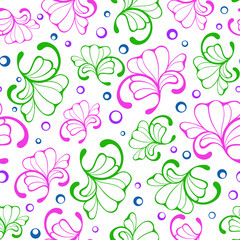 Seamless green and pink colored decorative pattern