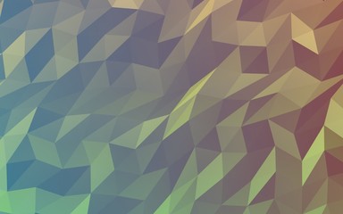 Abstract triangle geometrical green orange background. Geometric origami style with gradient. 3D illustration