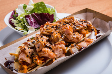 Toast with salmon and carrot