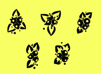 Set of vector silhouettes of flowers.