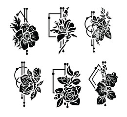 Set of vector silhouettes of flowers.