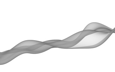 Fototapeta premium Abstract gray wave. Raster air background. Bright gray ribbon on white background. Gray scarf. Abstract gray smoke. 3D illustration