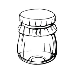 A jar of honey or jam, isolated on a white background. Strengthening the immune system. Hand-drawn vector illustration in the Doodle style.