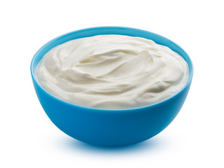 Fresh greek yogurt isolated on white background