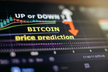 Cryptocurrency price prediction movement of Bitcoin on screen