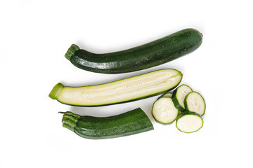 Collection of zucchini isolated on a white background