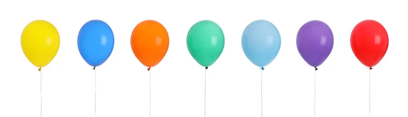 Fototapeten Set of different color balloons on white background. Banner design © New Africa