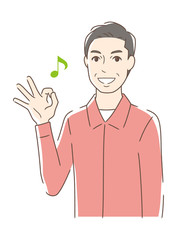 笑顔でOKサインを出す男性