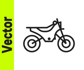 Black line Mountain bike icon isolated on white background.  Vector Illustration