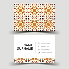 Business card design. With abstract pattern.Vector element vintage style. 