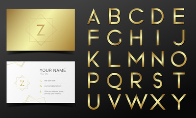 Golden alphabet in modern  style