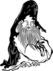 浮世絵　七福神　その9　白黒	