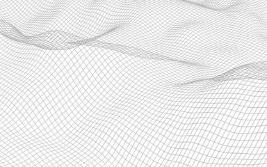 Abstract landscape on a white background. Cyberspace grid. hi tech network. 3d illustration