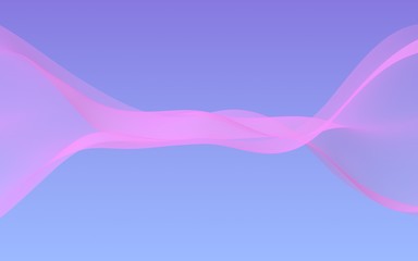 Pink wave on blue sky abstract background. Fluttering pink scarf. Waving on wind pink fabric. 3D illustration