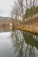Fototapeta na wymiar River walk of Machado, in Duero river, Soria (Spain).