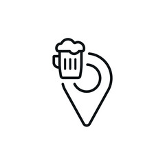 Beer Location Icon - Pub Beer Garden nearby Beer Mug - Symbol Vector