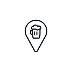 Beer Location Icon - Pub Beer Garden nearby Beer Mug - Symbol Vector