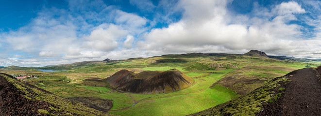 Grabrokarfell Crater (view from Grabrok) in western Iceland