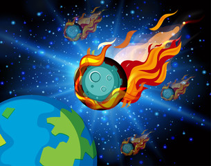 Background scene with asteroid flying in the space