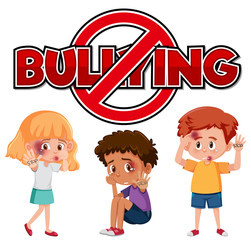 Stop domestic violence font design with kids being bullied