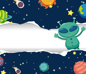 Naklejka premium Space theme background with alien in the space