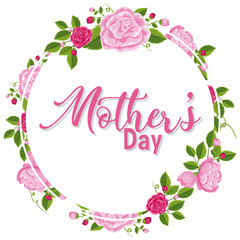 Template design for happy mother's day with pink roses