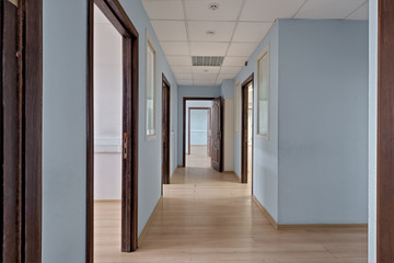 Empty office space in an office building. Concept: bankruptcy, economic crisis