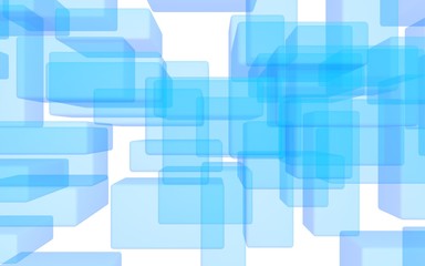 Blue and white abstract digital and technology background. The pattern with repeating rectangles. 3D illustration
