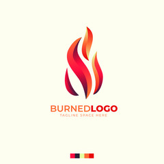 Vector logo icon concept shape design illustration emblem Fire business company logotype corporate power.