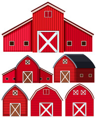 Set of red barns on white background © brgfx