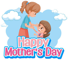 Template design for happy mother's day with mom and girl