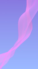 Pink wave on blue sky abstract background. Fluttering pink scarf. Waving on wind pink fabric. Vertical orientation. 3D illustration