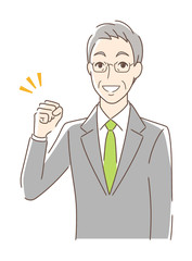 ガッツポーズする男性