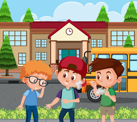 Scene with kid bullying their friend on the street