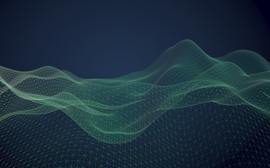 Abstract landscape background. Cyberspace purple grid. hi tech network. 3D illustration