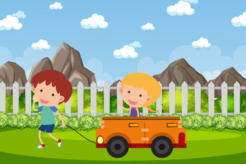 Obraz na płótnie Canvas Background scene with kids in the park