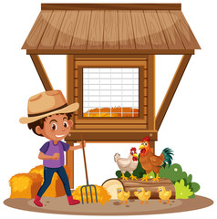 Farmer and chickens on the farm © brgfx