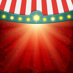 Shining background with retro circus tent. Design for presentation, concert, show © darkbird