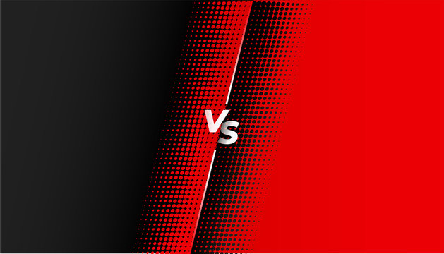red and black halftone versus vs banner design