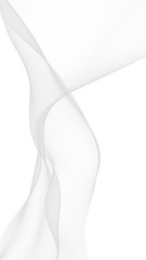 White abstract background. Fluttering white scarf. Waving on wind white fubric. 3D illustration