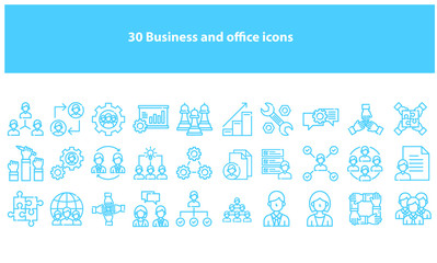 Fototapeta na wymiar Vector business and office icons set in multiple colors for apps and websites