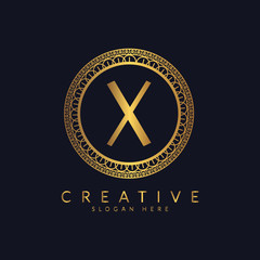 Luxury style letter X logo design template