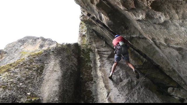 Down Top Shot Of A Climber Decending