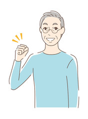 ガッツポーズする男性