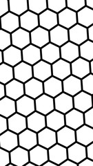 Black honeycomb on a white background. Perspective view on polygon look like honeycomb. Isometric geometry. Vertical image orientation. 3D illustration