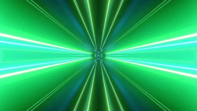 Sci-fi tunnel transformer with neon lights. 4k looped abstract high-tech tunnel. Camera flies through tunnel. Background in the style of cyberpunk or high-tech future. Blue green 6